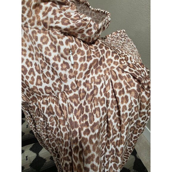 J.Crew Leopard Print Puff Sleeve Smocked Dress Size 12 - Picture 13 of 14